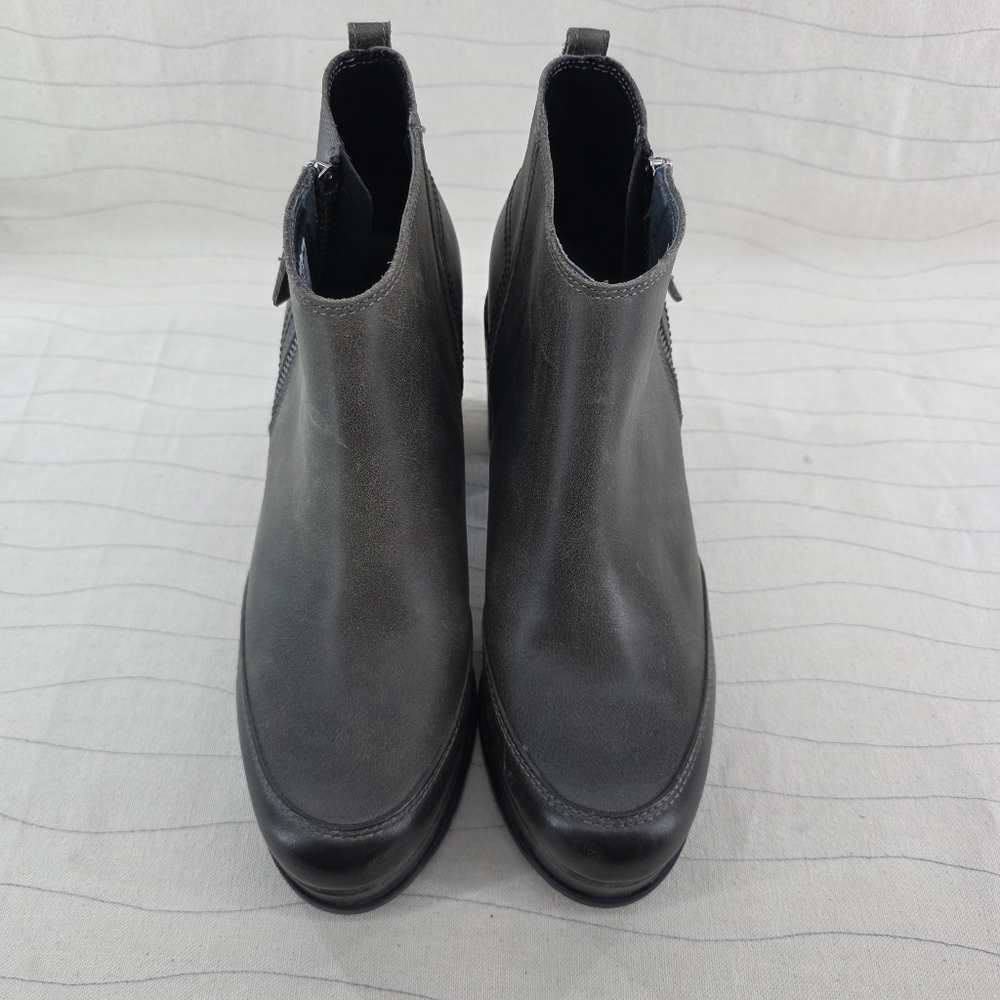 Sorel Womens Blake Bootie Quarry Gray Leather Zip Boots Heels NL3301-052 Size 9 - Picture 3 of 14
